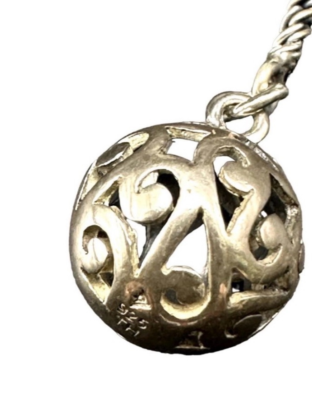 Silpada Silver Lariat Necklace with Filigree Orb Drop Simple Delight - Picture 3 of 4